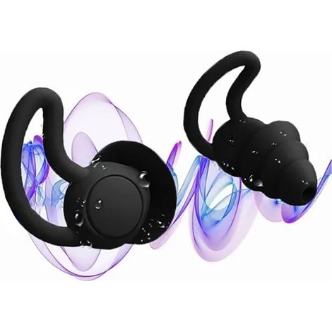 Bouchons d'oreilles en silicone noir confortables, étanches, réducteurs de bruit pour étudier, dormir, nager (1/5)
