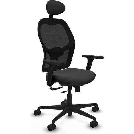 Bürostuhl piqueras y crespo Jorquera Kunstleder dunkelgrau schwarzes Mesh (1/2)