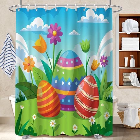 Rideau de douche en polyester 180x180 infroissable bâche de douche pour personne à mobilité réduite (1/5)
