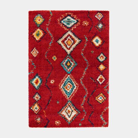 Tapis motif berbère - Azilal - Rouge - 140 x 200 cm