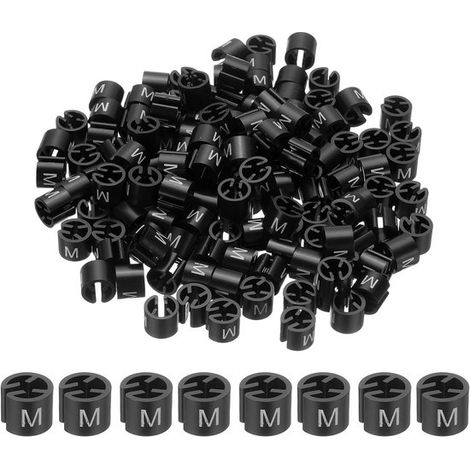 Marcadores de ganchos para ropa, paquete de 300 unidades, tamaño M – Etiquetas redondas negras para codificar por colores en percheros. (1/5)