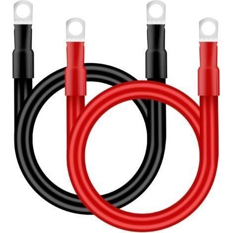 Cable Batterie Voiture 35mm² 50cm Câble Onduleur de Batterie 2AWG 12V Câble de Batterie avec M10 Cosses à œillets pour Camion Auto Moto Marine Solaire Rouge et Noir 2 Pièces (1/5)