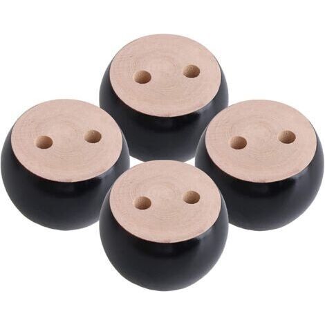 Lot de 4 Pieds de Meubles en Bois Rond hauteu 5cm, pour canapé, Lit, Fauteuil, Armoire, avec vis et Ruban (Noir) (1/5)