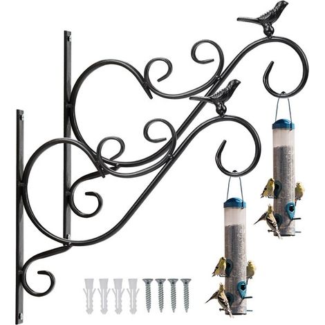 Crochet mural pour plantes et oiseaux - Lot de 2 - Idéal pour pots de fleurs, mangeoires à oiseaux et carillons éoliens (1/5)