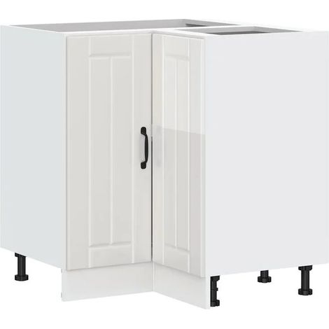 Meuble d'angle de cuisine en bois d'ingénierie, finition blanc brillant (1/5)