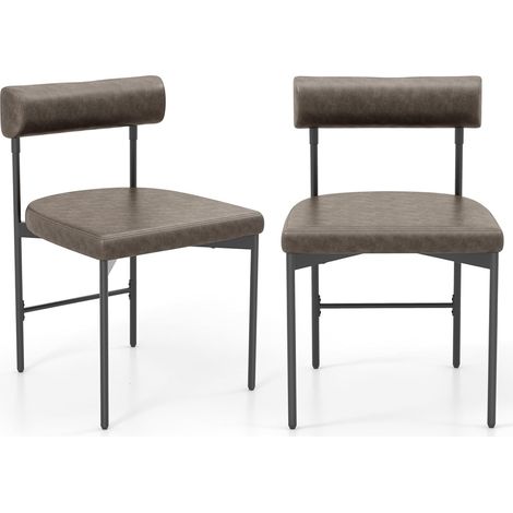 COSTWAY Chaise de Salle à Manger Lot de 2, Chaise de Cuisine Cuir, Dossier Incurvé Rembourré, Siège en U, Pieds en Métal, sans Accoudoirs, pour Salle à Manger, Salon (1/5)