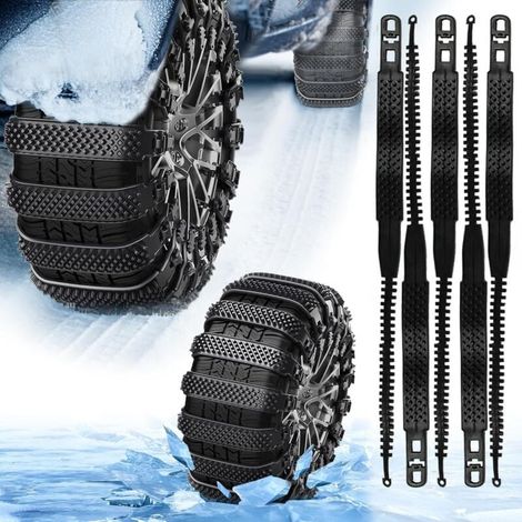Chaîne Neige, 5 pièces Chaînes à Neige pour Voiture Universelles Antidérapantes d'Urgence Adaptées Aux Voitures/Camions/SUV, Peuvent Être Utilisées Dans La Neige, La Boue (noir) (1/4)