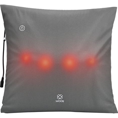 Coussin de massage shiatsu avec chaleur – 4 têtes rotatives – Massage bidirectionnel – Arrêt automatique – Lavable – 40 x 40 cm – Woox