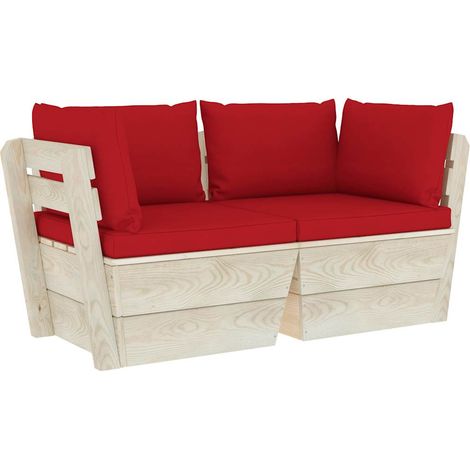 Maison Exclusive - Divano da Giardino a 2 Posti su Pallet con Cuscini Legno Abete (1/5)