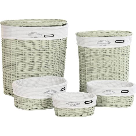 Panier vert élégant pour une buanderie raffinée - Vert clair nuancé de blanc (1/4)