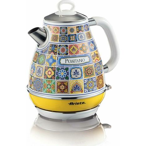Hervidor de agua eléctrico Ariete 2869 Positano, 1,7 l, infusiones, té, infusiones, base inalámbrica, apagado automático