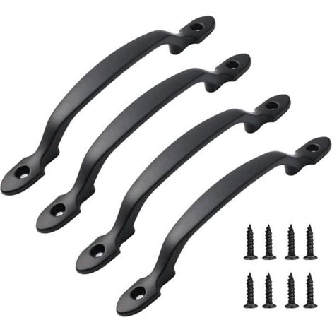 Tiradores para armarios - Paquete de 4 - Longitud 158 mm - Distancia entre orificios 135 mm - Altura 20 mm - Ancho 10 mm (1/4)