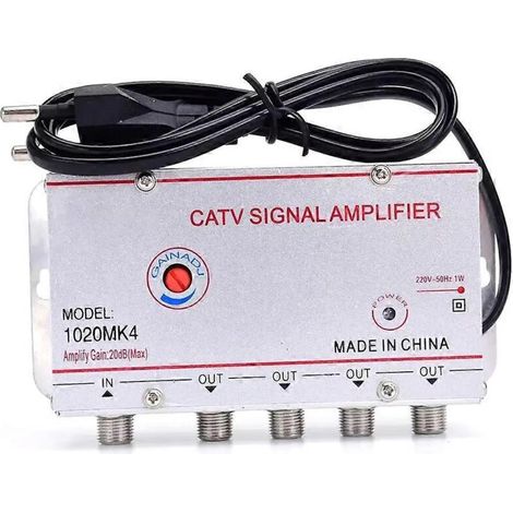 Répartiteur/amplificateur TV par câble 45 MHz vers 860 MHz, 1 entrée, 4 sorties, prise européenne (1/5)