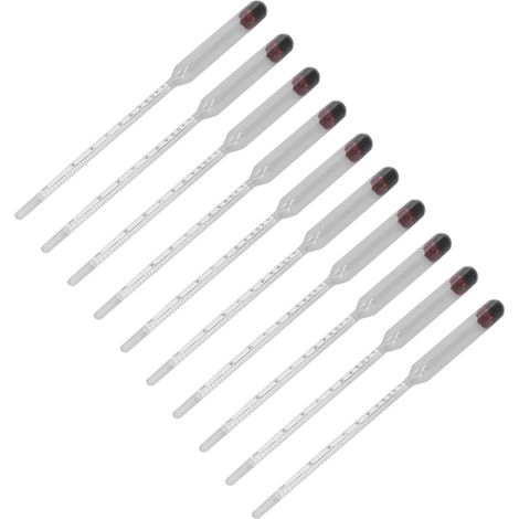 10 Glas-Hydrometer für Bier und Wein, Dichtemessgerät 0-100, Heimbrau-Messset, Kontrollwerkzeug (1/5)