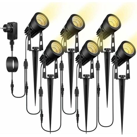 Lot de 6 Lampes de Jardin avec Piquet - Projecteur LED Étanche IP65 - Blanc Chaud (1/5)
