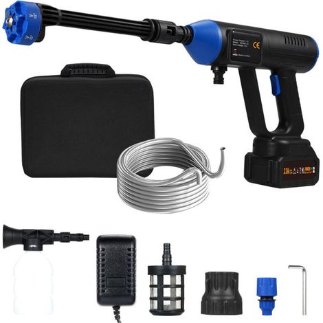 Battery-powered High-Pressure Cleaner, 20,000 rpm, 21 V, 50 bar, Cordless High-Pressure Cleaner, Portable High-Pressure Cleaner with High-Power Motor and 6-in-1 Multifunction Nozzle (1/5)