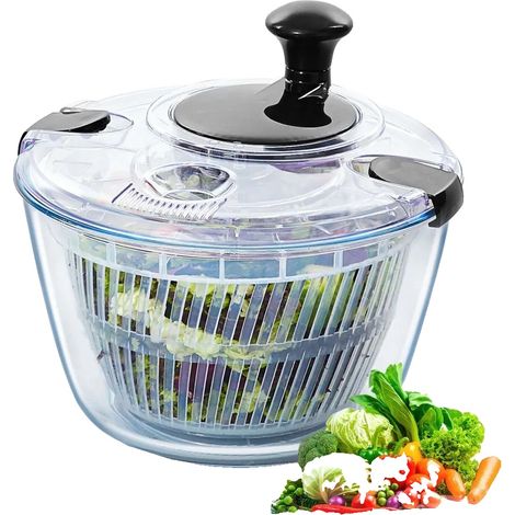 Essoreuse à salade, fonctionnement à une main, grande capacité, bol en verre durable (1/5)