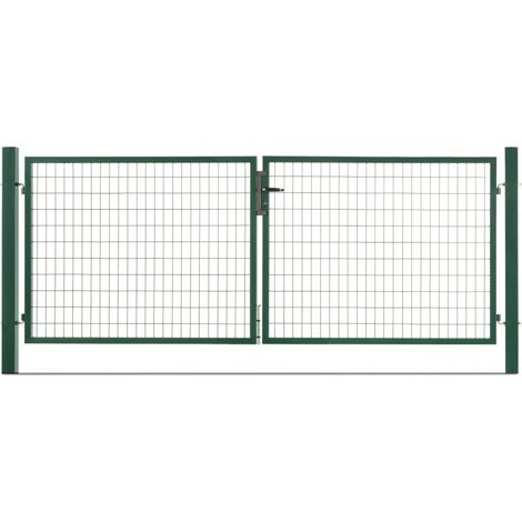 Portail grillagé acier galvanisé L 3m Vert H 1m20