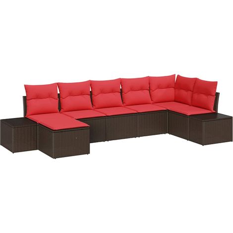 Set Divano da Giardino con cuscino 7 pcs Marrone polyrattan vidaXL