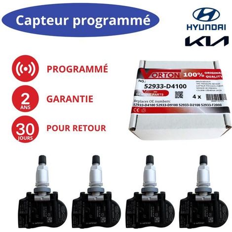 4x Sensori di pressione pneumatici TPMS 433MHz preprogrammati per KIA & HYUNDAI (52933-D4100/D9100)