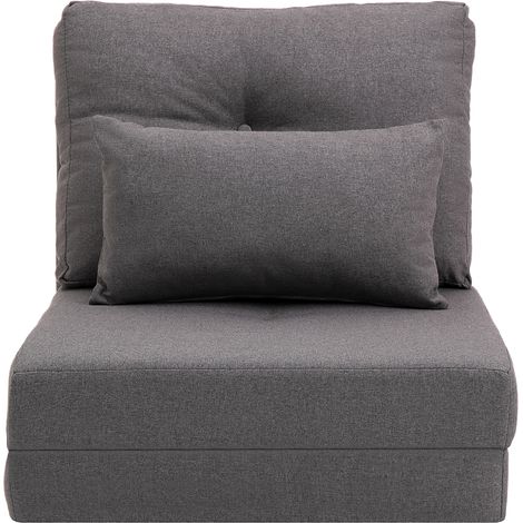 Matelas de sol pliable, tapis de couchage, modèle 2 en 1, coussin amovible, 60 x 80 x 56 cm, gris foncé (1/5)