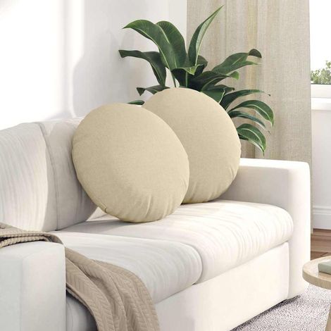 Sitzkissen 2 pcs Creme Ø50 x 19 cm Stoff
