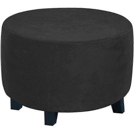 Runder Ottomanen-Überzug, Fußhocker-Überzug, Hocker-Ottomane-Überzug, Polyester-Black (1/5)