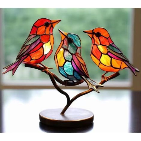 Oiseau Décoratif - Ornament Acrylique Coloré pour Intérieur et Jardin - Décoration Murale ou sur Bureau - Lot de 1