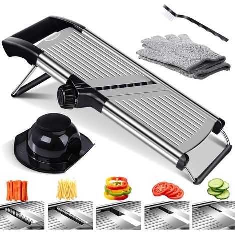 Mandoline Cuisine Réglable en Acier Inoxydable pour Tranches et Julienne – Lames Affûtées, Brosse et Gants Inclus (1/5)