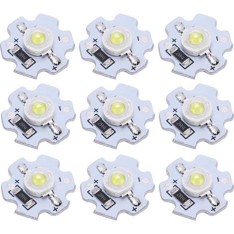 Lot de 25 puces LED 5V 200LM 3W haute puissance pour luminaires DIY, blanc froid 10 000K (1/5)