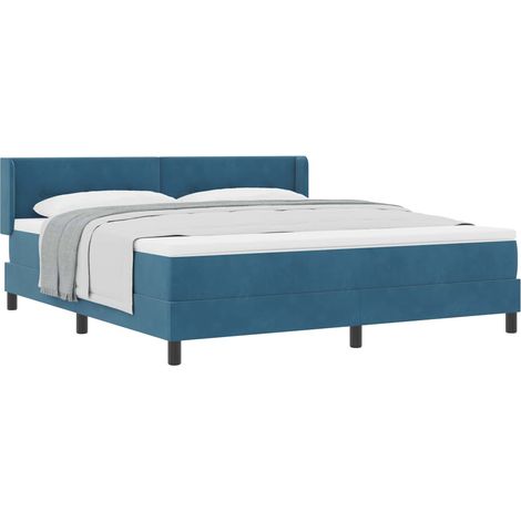 Maison Exclusive - Lit à ressorts avec tête de lit Bleu foncé 200 x 180 cm Velours (1/5)