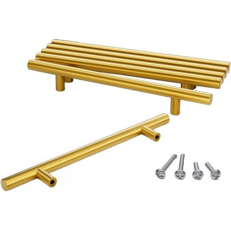 Tiradores dorados para armarios，128 mm，Tiradores de acero inoxidable dorado para muebles，Paquete de 15 unidades (1/5)