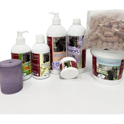 SET GROOMING 8 Stück Zubehör und Produkte für Pferde Union Bio