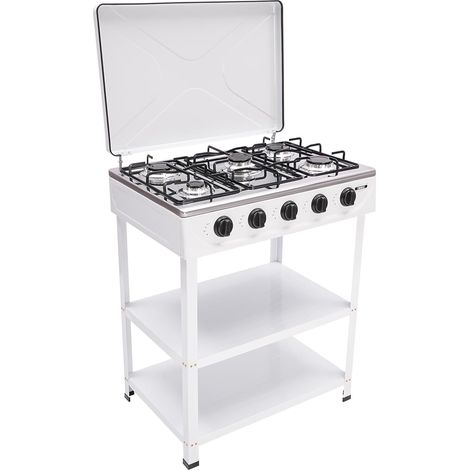 Senderpick – Cuisinière à gaz 5 feux – Gaz naturel 2,5 kW – Couvercle rabattable – Autonome pour camping-car et extérieur
