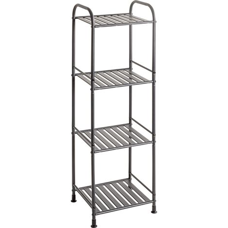 Etagère de 4 niveaux meuble de rangement en métal Gris anthracite - Longueur 33 x Hauteur 108 x Profondeur 28 cm (1/5)