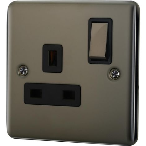 1 Gang 13A Double Pole Switched Socket - Black Nickel (1/5)