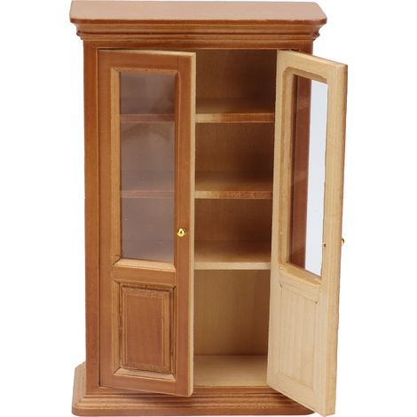 Bibliothèque miniature en bois à l'échelle 1:12 pour maison de poupée, meuble de décoration pour salon ou bureau, couleur bordeaux. (1/5)