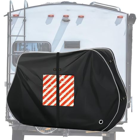 Housse pour vélos, résistante aux intempéries et protectrice, tissu Oxford 600D, adaptée pour 3 vélos, porte-vélos pour caravane ou camping-car (Noir) (1/5)