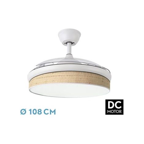 Ventilatore DC Moda 72 W bianco/canna chiara 108 cm 7200 lm 3CCT telecomando (1/2)