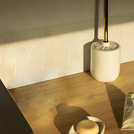 Lot de 25 autocollants pour carrelage - Beige - 15 cm - Pour salle de bain et cuisine - Protection contre les éclaboussures - Décollez et collez (1/5)