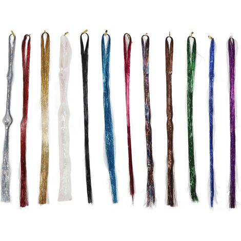 Ensemble d'extensions de cheveux à paillettes colorées, ensemble d'extensions de cheveux décoratives tissées en PET, à porter au quotidien. (1/5)