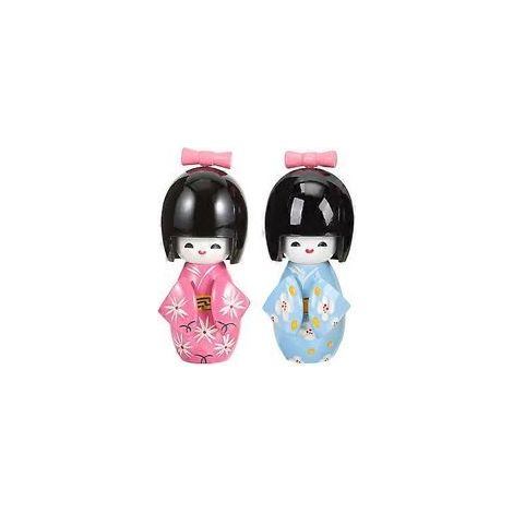 Set di 2 bambole kimono giapponesi, statuette in legno per vetrina, decorazione da tavolo per ristorante giapponese (colore assortito 1) - Crezuo