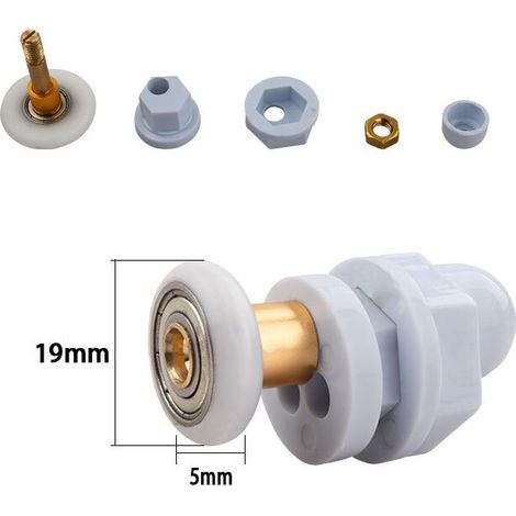 Roulettes coulissantes pour porte de douche Durable Imperméable Antirouille (4pcs) 19mm (1/4)