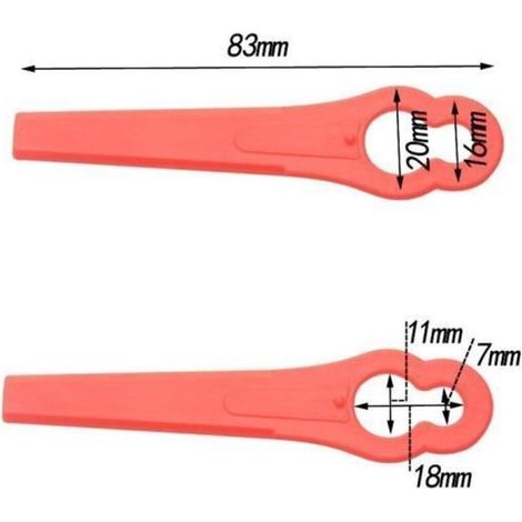 Confezione da 100 lame di ricambio in plastica per tagliaerba Bosch ART 23-18 LI/26-18 LI, colore: nero. (1/5)