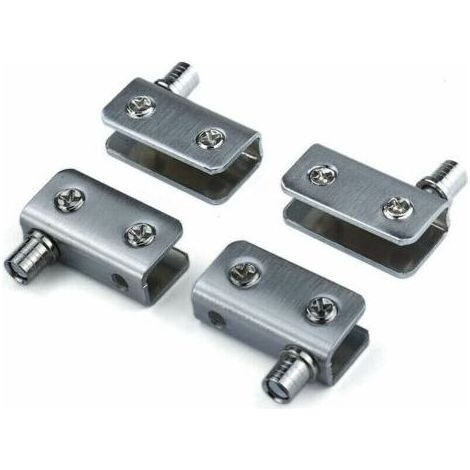 Charnière pour meubleCharnières de porte en verre Charnière à pivot à 90 °, verre sans perforation, acier inoxydable, ajustement pour verre de 5-8mm,,Paquet de 4 (1/5)