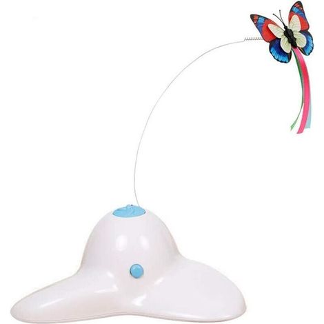 Jouet interactif pour chat Teaser d'intérieur avec papillon rotatif électrique à 360 ° (blanc crème), Ensoleillé (1/5)