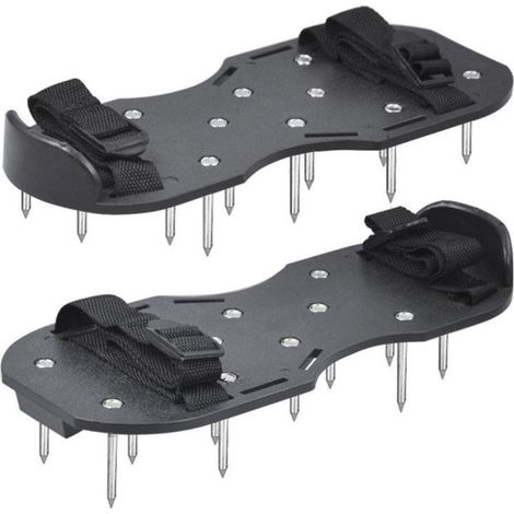 Beyamis Scarpe prato aeratore – 26 unghie in lega, allentare il suolo, staccabile, per il giardino/tappeto erboso/prato, verde/nero (1/5)