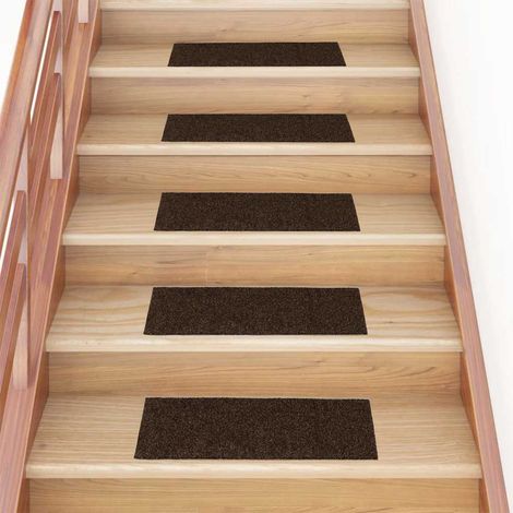 Stair Mats Self-adhesive 30 pcs 60x25 cm Brown Rectangular vidaXL