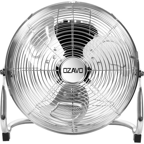 Ventilateur de Sol en Métal Robuste Brasseur d'air Industriel Rétro sur Pied Fan Exterieur, 3 Vitesses et Angle d'inclinaison Réglable 80W (Argent)