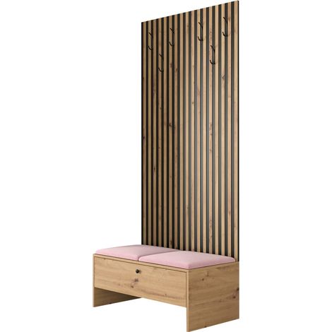 Conjunto para recibidor Donio IV, Roble Artisan + Manila 09, 206x85x44cm, Aglomerado laminado, Tapiz, Colocada
